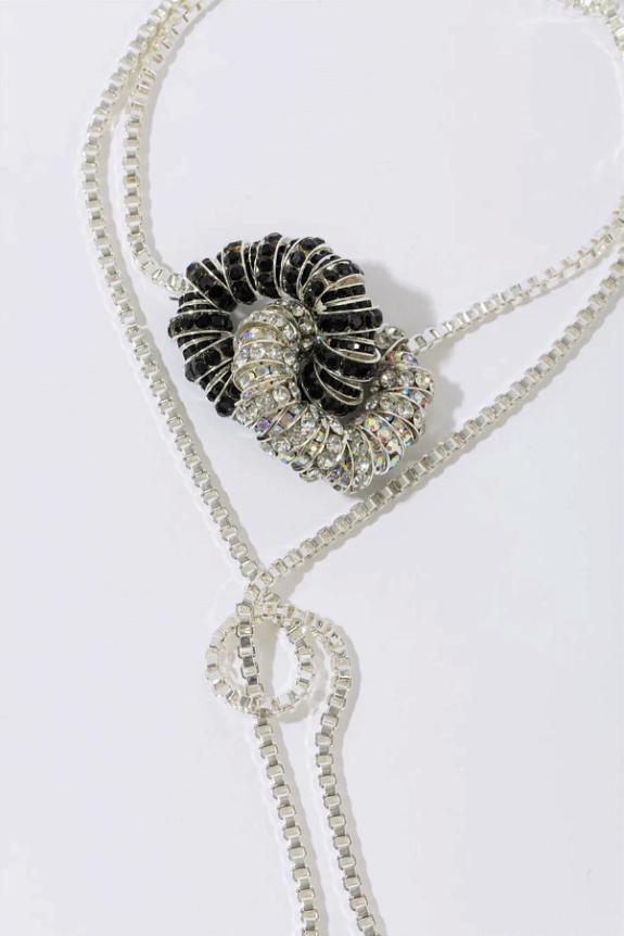 PEARL OCTOPUSS.Y Knot Box Chain Tie Black/Silver-1