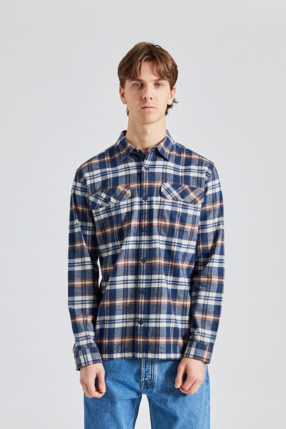 L/S Org Cotton MW Fjord Flannel Shirt Fields New Navy