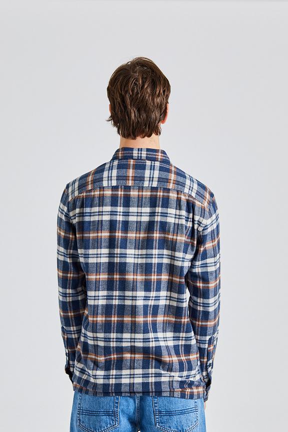 L/S Org Cotton MW Fjord Flannel Shirt Fields New Navy-2