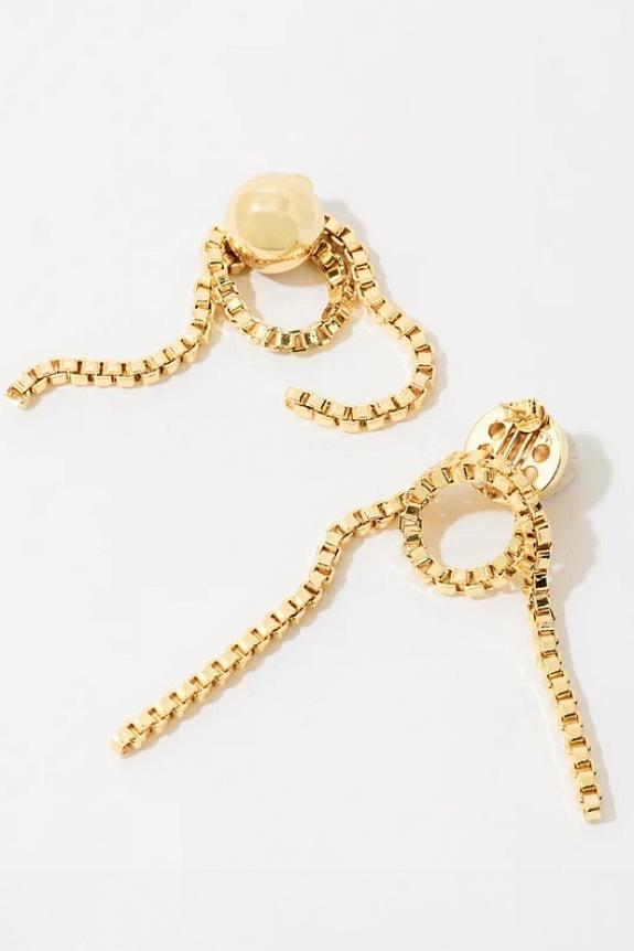 PEARL OCTOPUSS.Y Chain Loop Earrings Gold-1