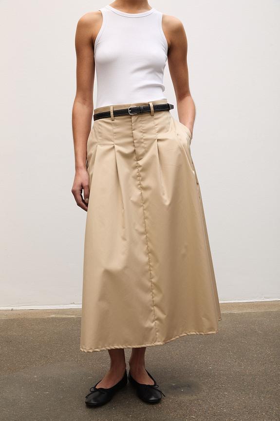 Julie Josephine Pleated Midi Skirt Beige 