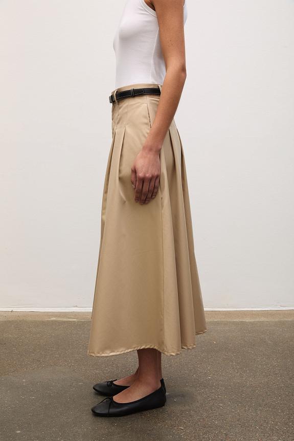 Julie Josephine Pleated Midi Skirt Beige 