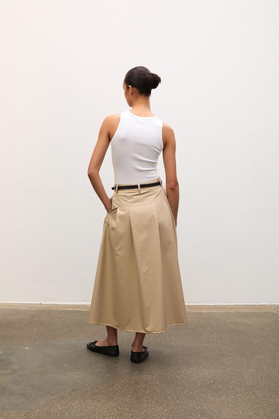 Julie Josephine Pleated Midi Skirt Beige 