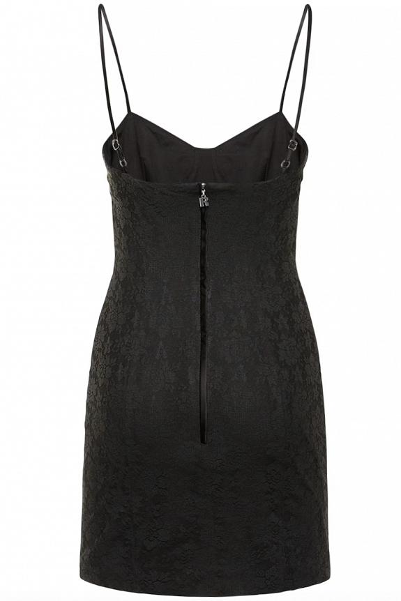 ROTATE Birger Christensen Lace Mini Strap Dress Black-6