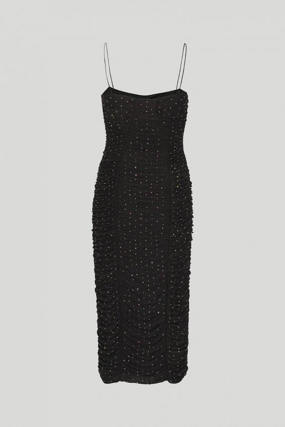 ROTATE Birger Christensen Mesh Midi Dress Black-5