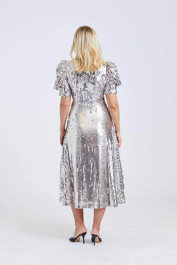 ROTATE Birger Christensen Sierina Sequin Dress Silver-2