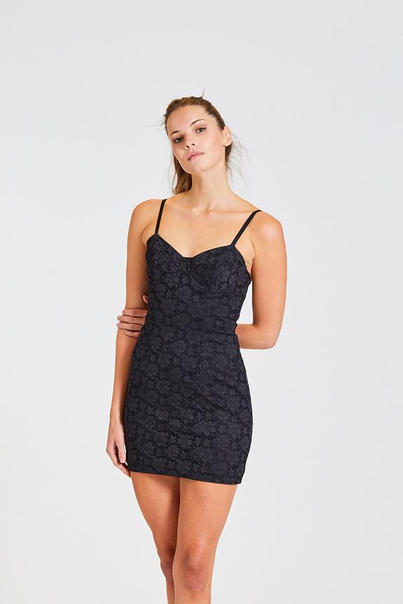 ROTATE Birger Christensen Lace Mini Strap Dress Black-2