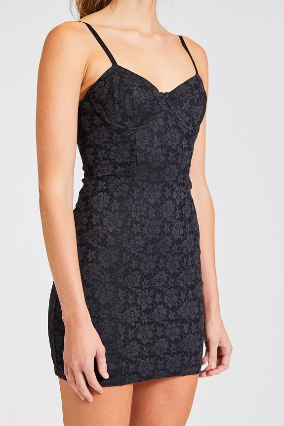 ROTATE Birger Christensen Lace Mini Strap Dress Black-1