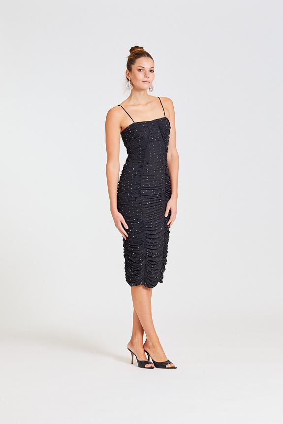 ROTATE Birger Christensen Mesh Midi Dress Black-2