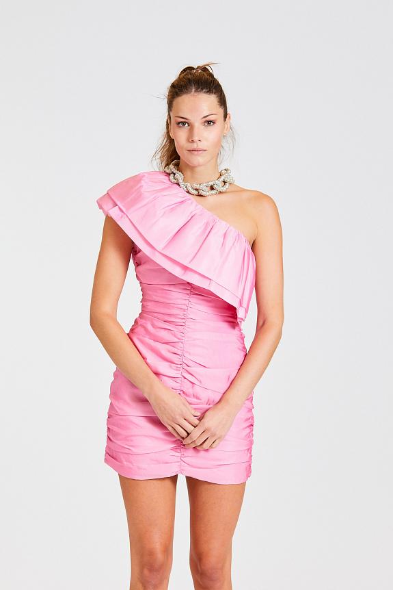 ROTATE Birger Christensen Sheer Stain Ruffle Dress Cameo Pink-2