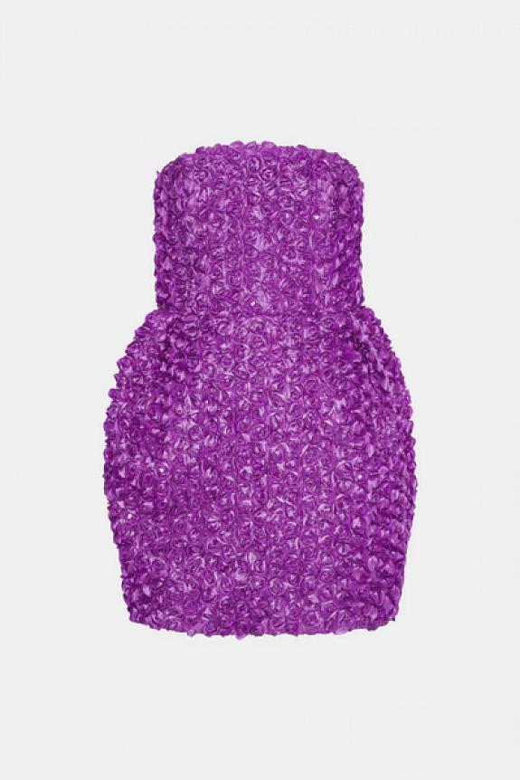 ROTATE Birger Christensen 3D Flower Mini Dress Purple Cactus Flower-4