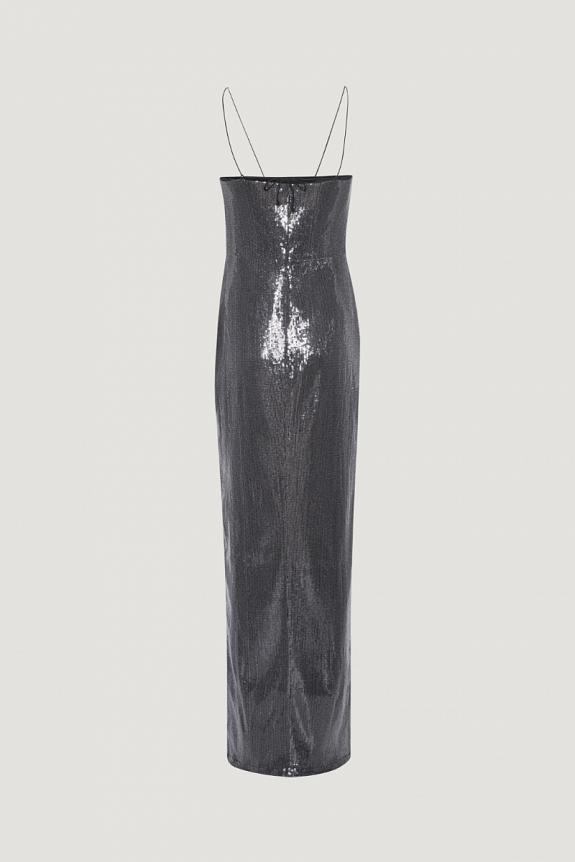 ROTATE Birger Christensen Sequin Maxi Slit Dress Black-6