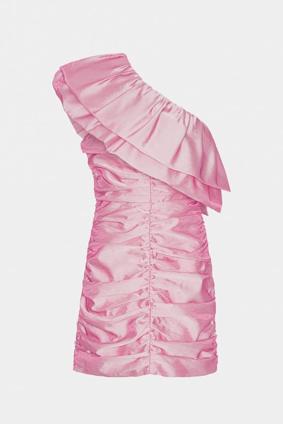 ROTATE Birger Christensen Sheer Stain Ruffle Dress Cameo Pink-5