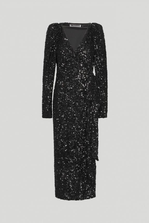 ROTATE Birger Christensen Bridget Long Dress Black-4
