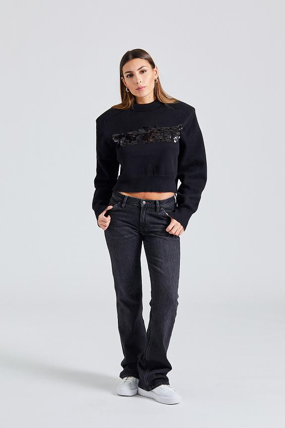 Rotate Sequin Logo Sweater Black