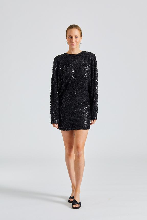 ROTATE Birger Christensen Sequins Low Back Dress Black Comb