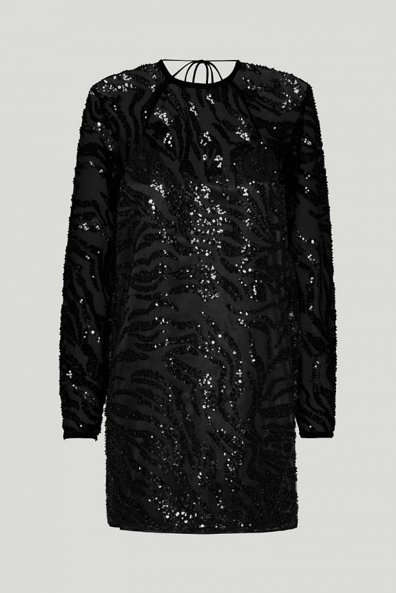 ROTATE Birger Christensen Sequins Low Back Dress Black Comb-6