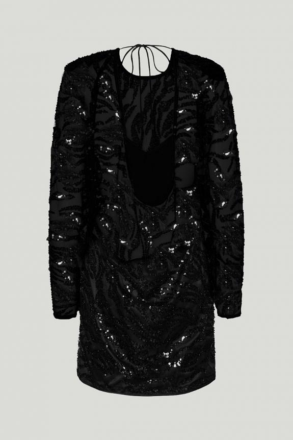 ROTATE Birger Christensen Sequins Low Back Dress Black Comb-3