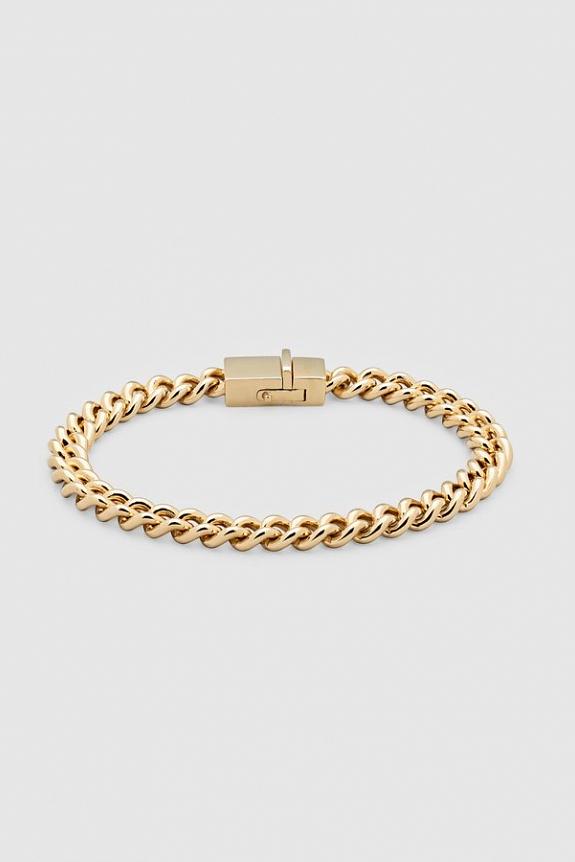 Tom Wood Rounded Curb Bracelet Thick Gold 7,0 Inches