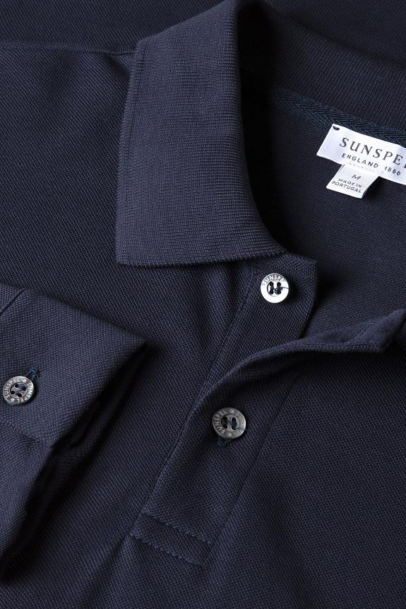 SUNSPEL LS Pique Polo Shirt Navy-5