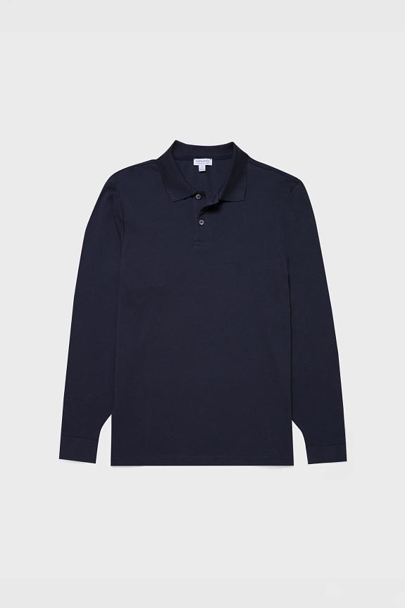 SUNSPEL LS Pique Polo Shirt Navy-4