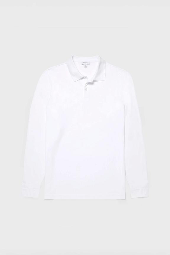 SUNSPEL LS Pique Polo Shirt White-4