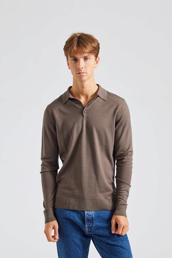 SUNSPEL Merino LS Polo Shirt Cedar