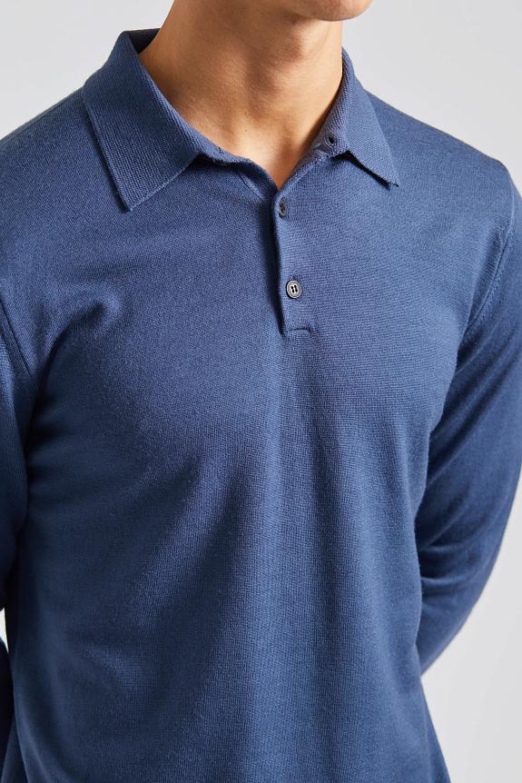 SUNSPEL Merino LS Polo Shirt Slate Blue-8