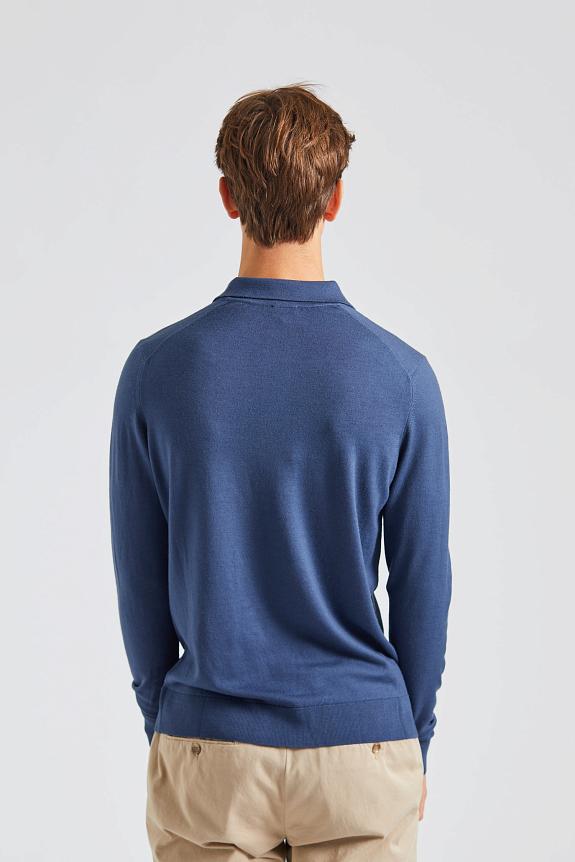 SUNSPEL Merino LS Polo Shirt Slate Blue-9