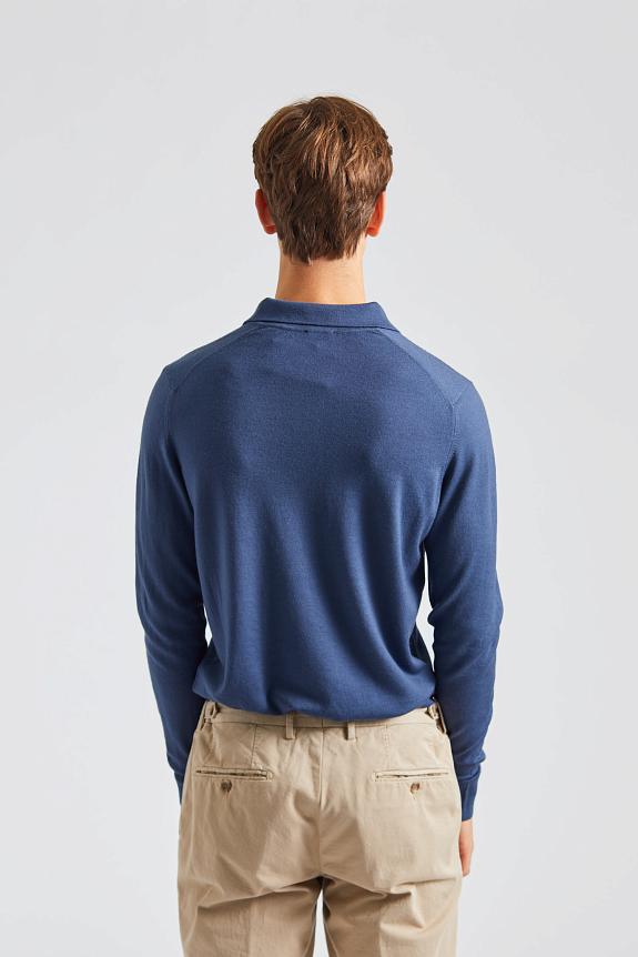 SUNSPEL Merino LS Polo Shirt Slate Blue-2