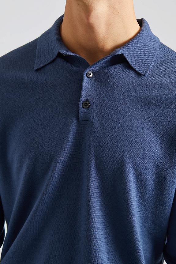 SUNSPEL Merino LS Polo Shirt Slate Blue-4