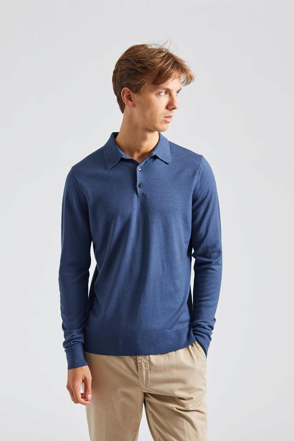 SUNSPEL Merino LS Polo Shirt Slate Blue-6