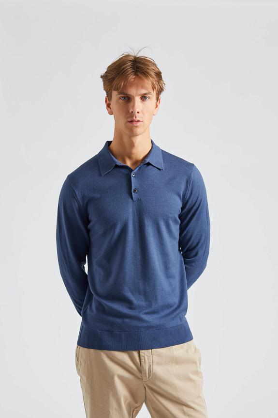 SUNSPEL Merino LS Polo Shirt Slate Blue-7