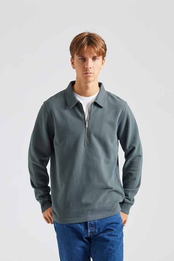 SUNSPEL Zip Polo Sweatshirt Drill Green-2