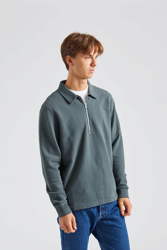 SUNSPEL Zip Polo Sweatshirt Drill Green-3