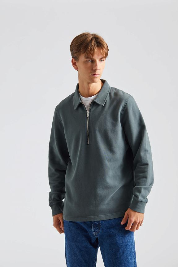 SUNSPEL Zip Polo Sweatshirt Drill Green-4