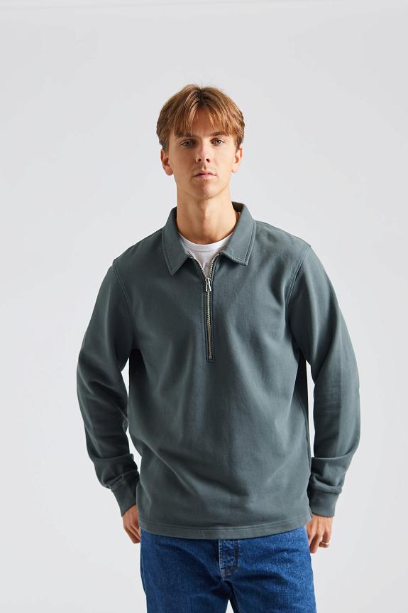 SUNSPEL Zip Polo Sweatshirt Drill Green-5