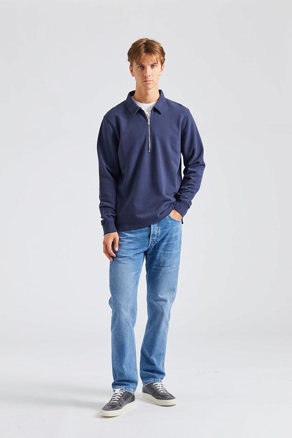 SUNSPEL Zip Polo Sweatshirt Navy