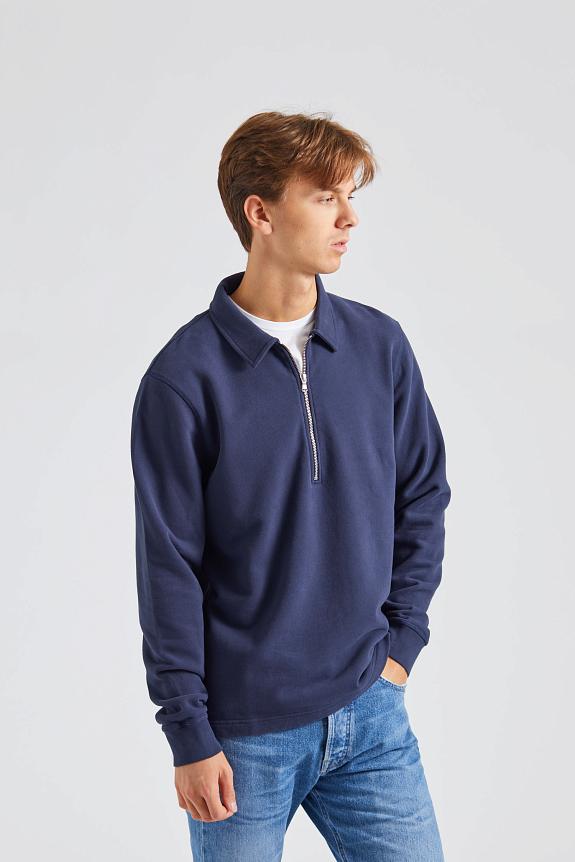 SUNSPEL Zip Polo Sweatshirt Navy-1