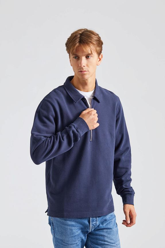 SUNSPEL Zip Polo Sweatshirt Navy-3