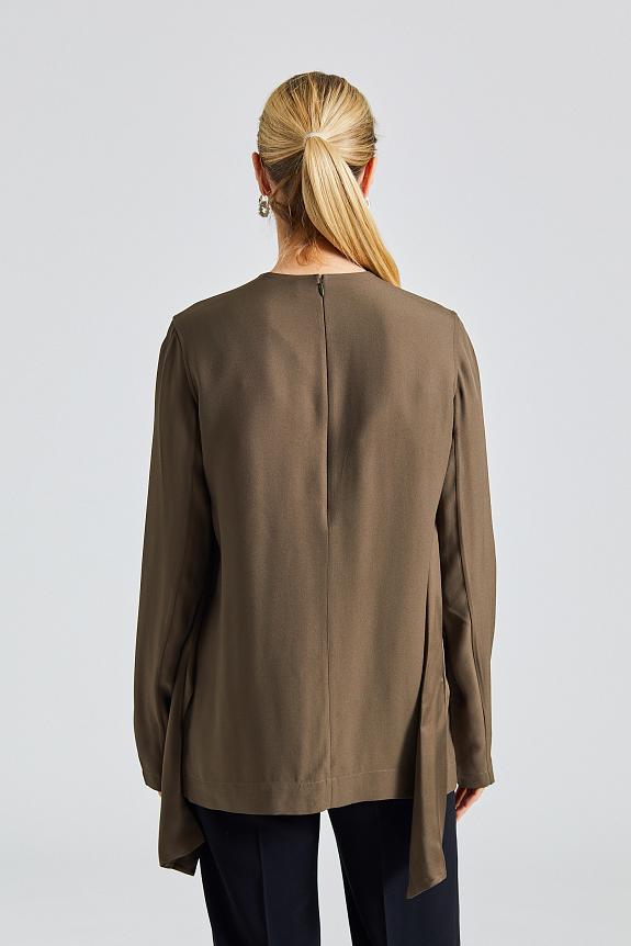 Toteme Satin-Sash Crepe Top Bay Leaf-2