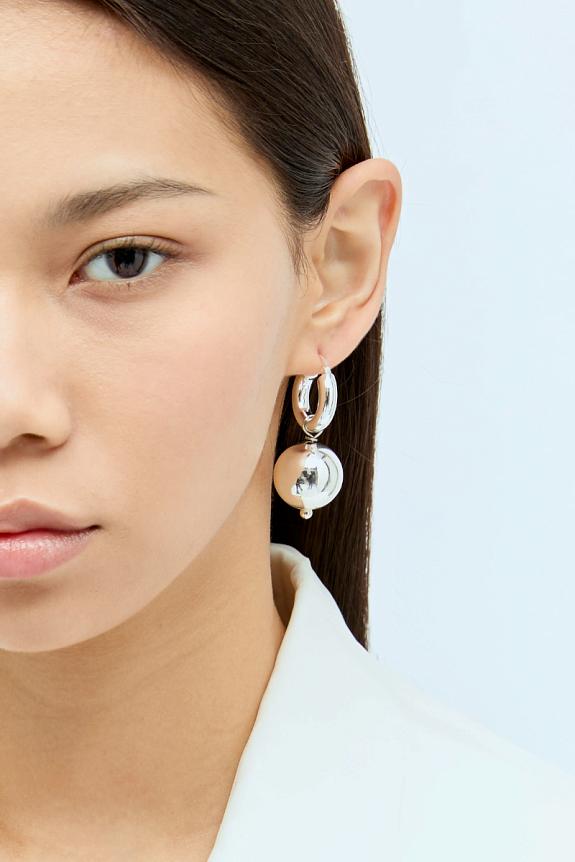 PEARL OCTOPUSS.Y Silver Sphere Hoops-1