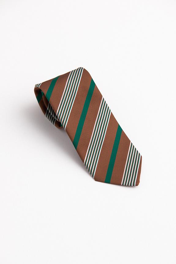 Drakes Multi Sandwich Stripe Mogador Tie Brown