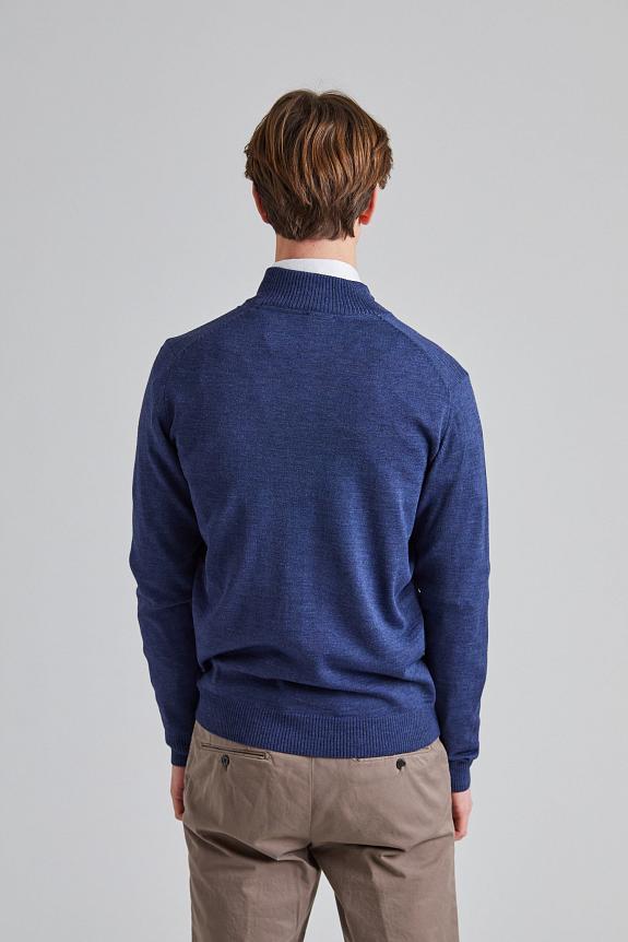 Stenströms Merino Fullzip Cardigan Blue Melange-2