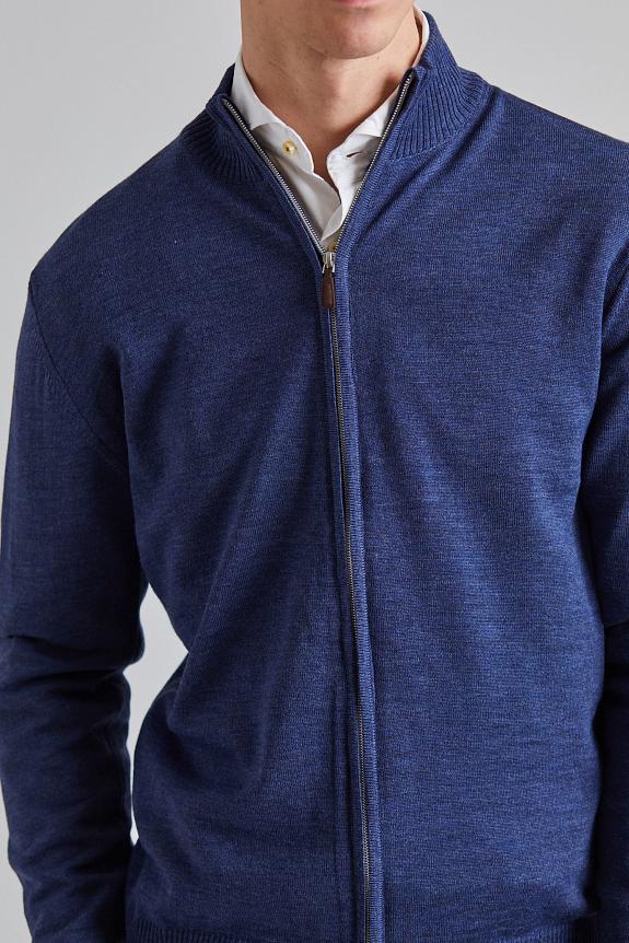 Stenströms Merino Fullzip Cardigan Blue Melange-3