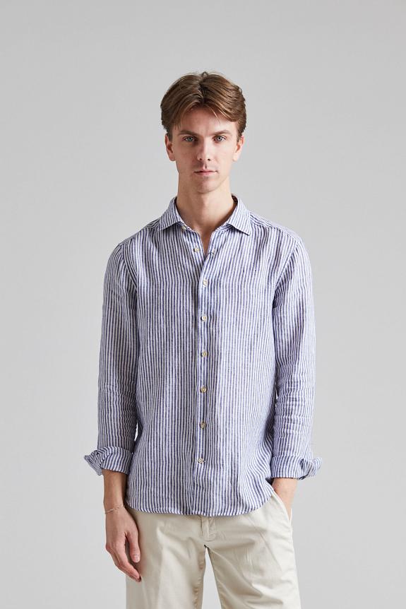 Stenströms Slimline Linen Navy Stripe