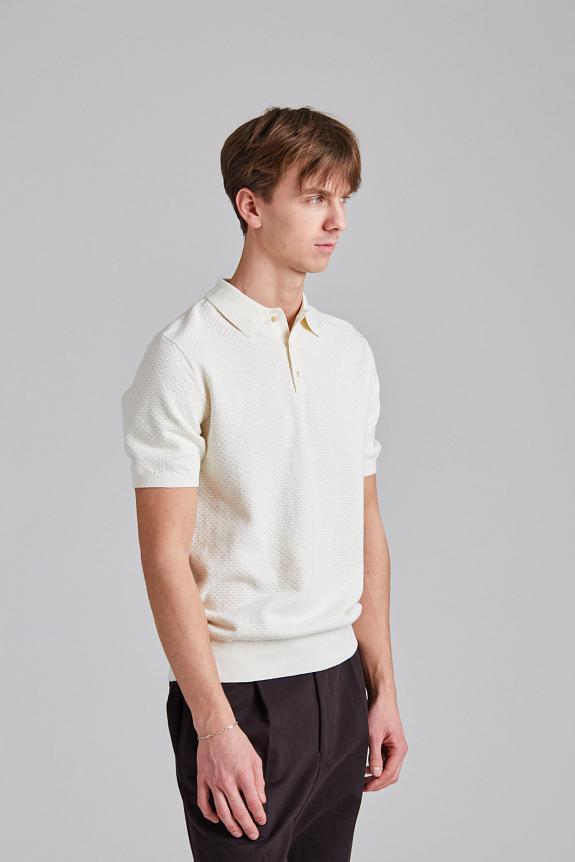 Stenströms Textured Polo Shirt Off White-1