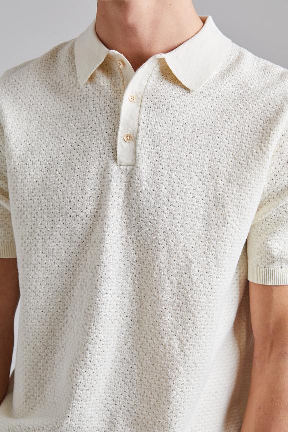 Stenströms Textured Polo Shirt Off White-3
