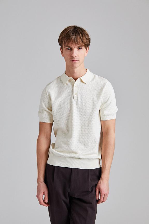 Stenströms Textured Polo Shirt Off White