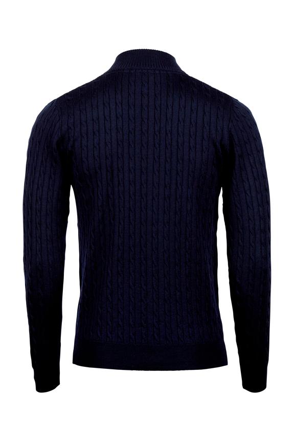 Stenströms Cable Knit Merino Half Zip Navy-8